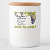 Druivenfruitconserven | Jam Jar Label Voedselcontainer Etiket (Voorkant)