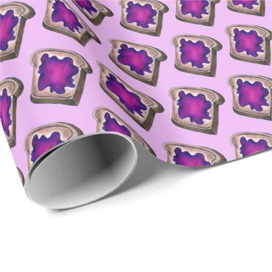 Druivengelei Jam op Toast Brood Ontbijtvoedsel Cadeaupapier (Rol Hoek)