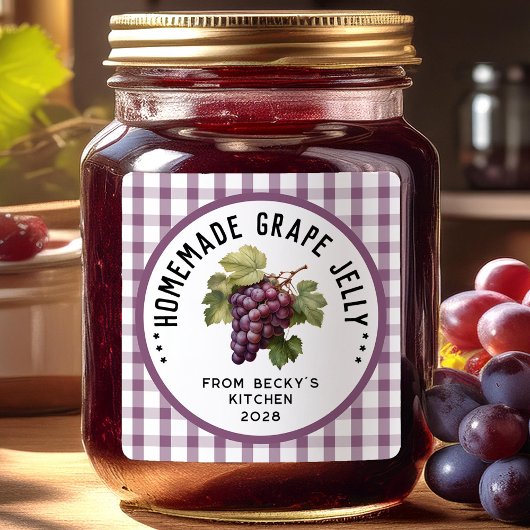 Druivenjam met geruit patroon vierkante sticker