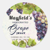 Druivenkanning | Jam Jar Ronde Sticker (Voorkant)