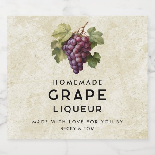  druivenlikeur zelfgemaakt recept likeurfles etiket (Enkel label)
