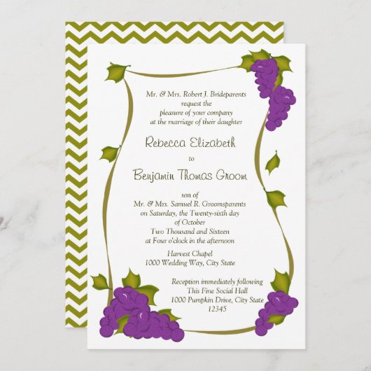 Druivenoogst bruiloft kaart (Voorkant / Achterkant)