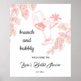 Druivenplant Champagne Retro Bruiloft Feestelijke  Poster