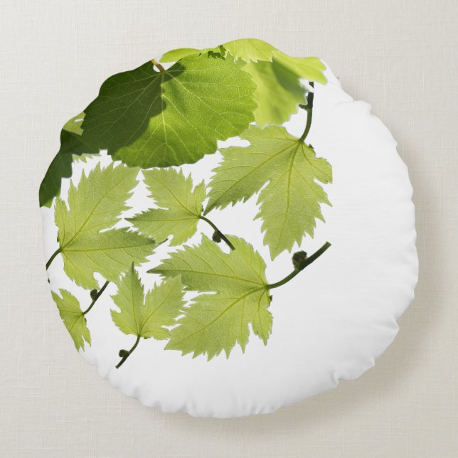 Druivenrank Groene Bladeren Rond Kussen (Achterkant)