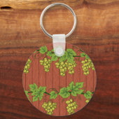 Druivenrankenpatroon op rustiek hout sleutelhanger (Voorkant)