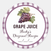 Druivensap inblikken label met geruit ontwerp (Voorkant)