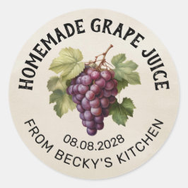  druivensap inbliklabel met rode druiven ronde sticker