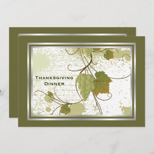 Druivenstokken Thanksgiving Diner Custom Invitatio Kaart (Voorkant / Achterkant)