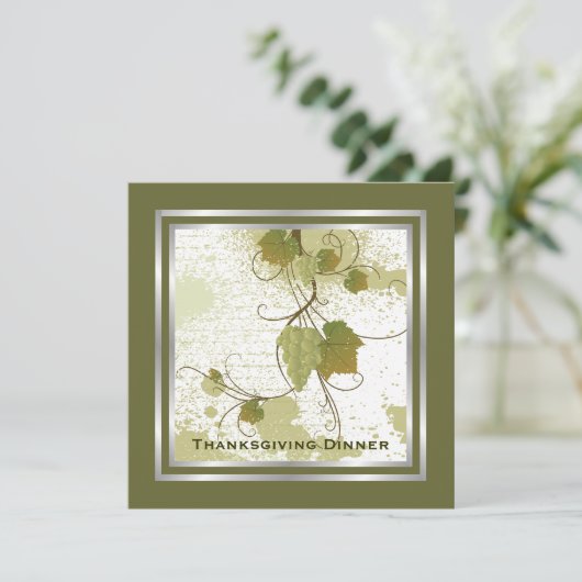 Druivenstokken Thanksgiving Diner Custom Invitatio Kaart (Staand voorkant)