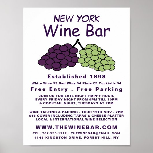 Druiventros, Reclame voor wijnbar/wijnmakerij Poster (Voorkant)