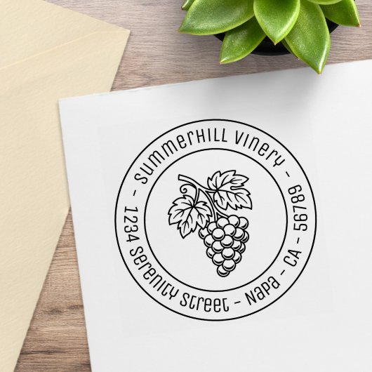Druiventros Wijngaard Rond Adres Rubberstempel