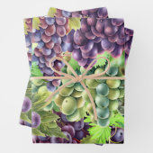 Druiventrossen rode groene wijnstok collage inpakpapier vel (In situ)