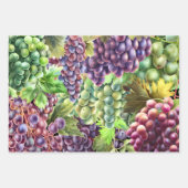 Druiventrossen rode groene wijnstok collage inpakpapier vel (Voorkant)