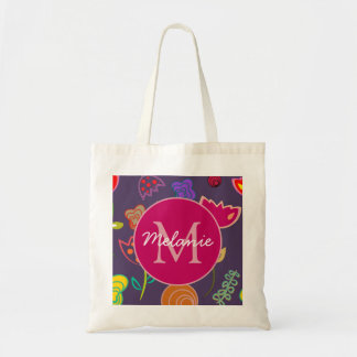 Druiventulpmotief paars gepersonaliseerd tote bag