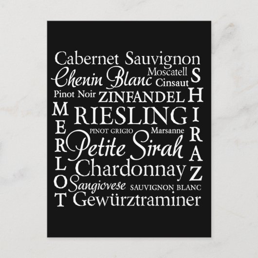 Druivenvariëteiten Wijn Briefkaart (Voorkant)