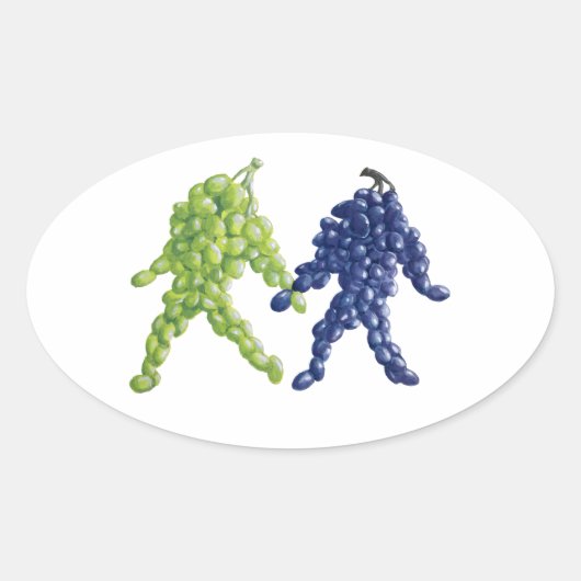 Druivenvrienden Ovale Sticker (Voorkant)