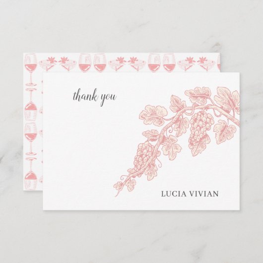 Druivenvruchten Plant Champagne Retro Bedankkaart (Voorkant / Achterkant)