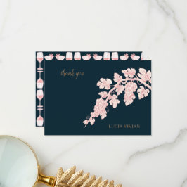 Druivenvruchten Plant Champagne Retro Bedankkaart