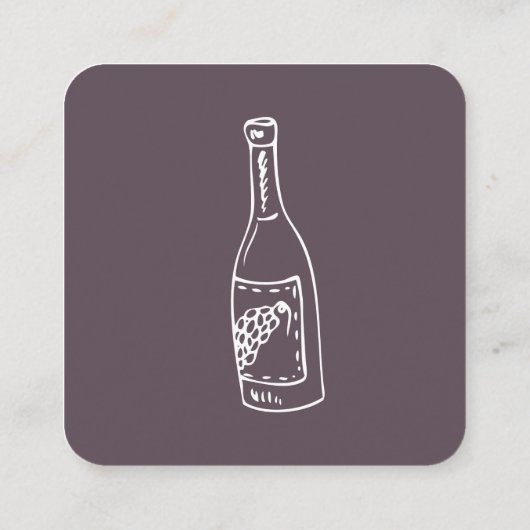 Druivenwijn en wijnfles vierkante visitekaartje (Achterkant)