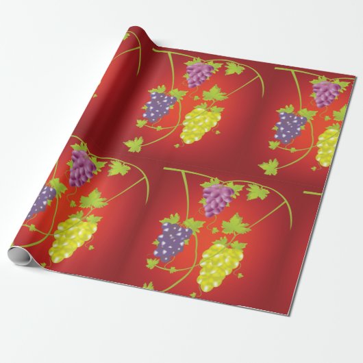 Druivenwijn met bundels druiven cadeaupapier (Uitgerold)