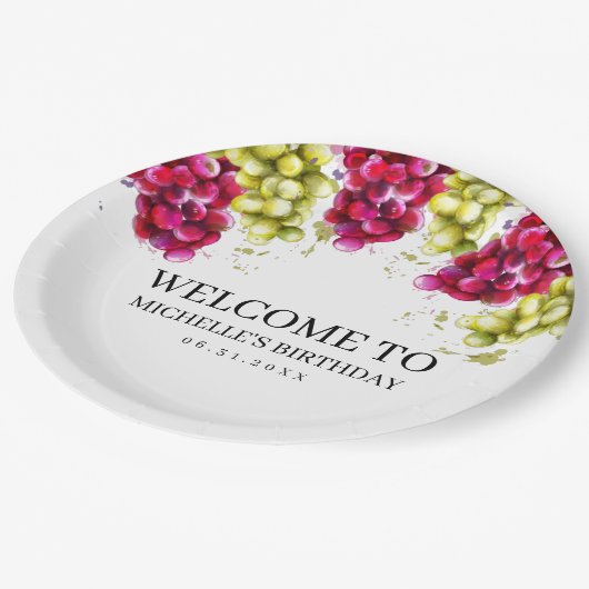 Druivenwijn Papieren Bordje (Gekanteld)