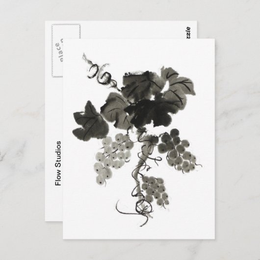 Druivenwijn, Sumi-e Briefkaart (Voorkant / Achterkant)