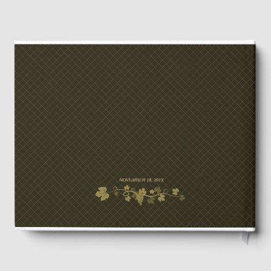 Druivenwijnstokken met Goud Lijst Bruiloft Gastenb Gastenboek (Achterkant)