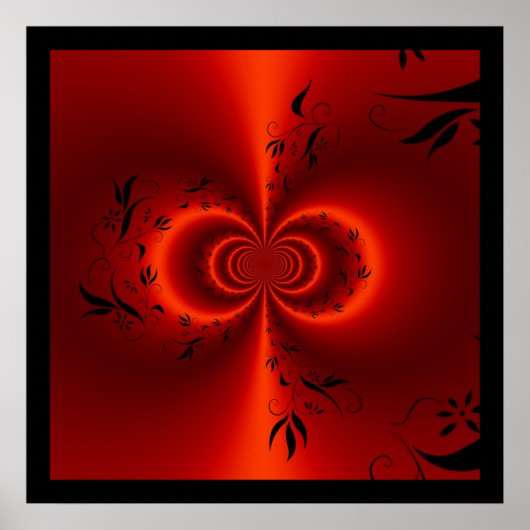 Druk Abstracte Floral Dream Red en Black af Poster (Voorkant)