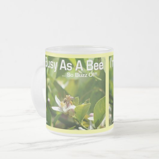 Druk als een bij, dus Buzz Off - Frosted Mok (Voorkant links)