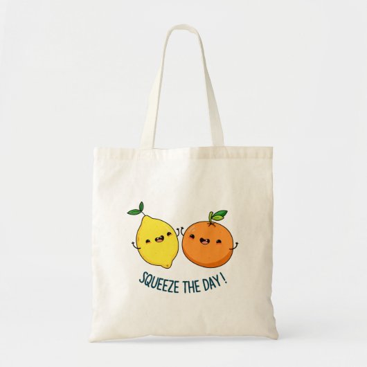 Druk de dag op de positieve Citrus Fruit Pun Tote Bag (Voorkant)