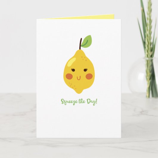 Druk de Dag Punny Lemon Custom Interior Text in Kaart (Voorkant)