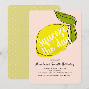Druk de Dag van Lemon CItrus Pink Girl Birthday in Kaart
