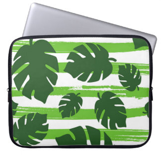 Druk de zomer exotische oerwoud plant tropische pa laptop sleeve