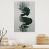 Druk een modern abstract portret dat vrouwelijkhei poster (Keuken)