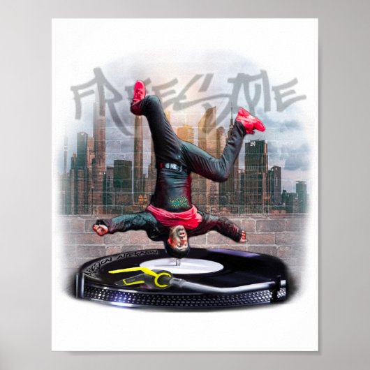 Druk freestyle breakdancer af poster (Voorkant)