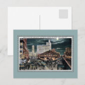  druk Herald Sq., Broadway en 6th NYC Briefkaart (Voorkant / Achterkant)