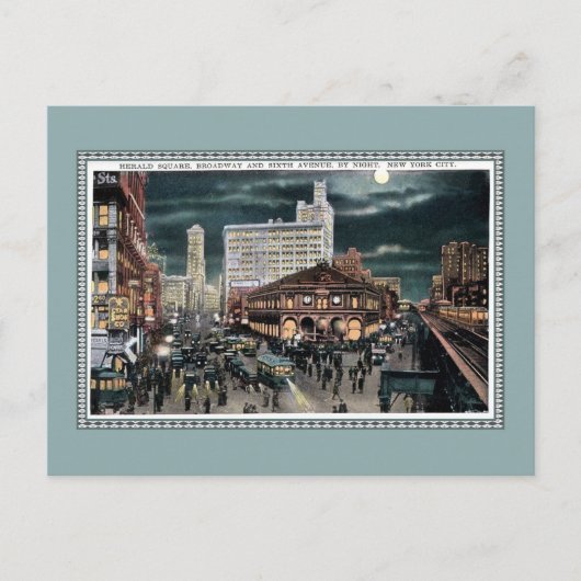  druk Herald Sq., Broadway en 6th NYC Briefkaart (Voorkant)