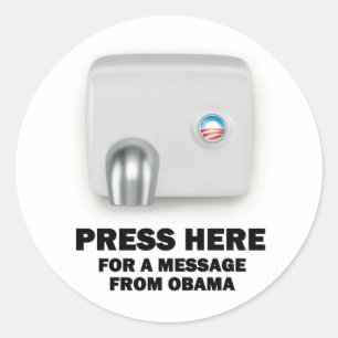 DRUK HIER voor een bericht van Obama Ronde Sticker
