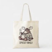Druk Jezelf Uit Funny Slaperige Eland Koffieliefhe Tote Bag (Achterkant)