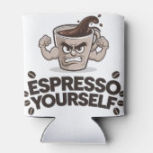 Druk Jezelf Uit - Grappig Koffieliefhebber Design Blikjeskoeler (Achterkant)
