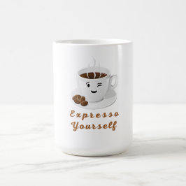Druk Jezelf Uit – Grappige Glimlachende Koffie T-s Koffiemok