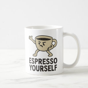 "Druk Jezelf Uit" Grappige Koffie Punt Cartoon Kof Koffiemok
