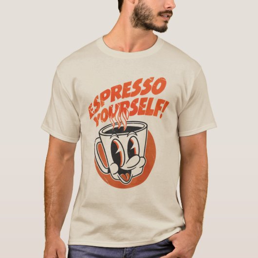 Druk Jezelf Uit! Grappige Koffie T-shirt (Voorkant)