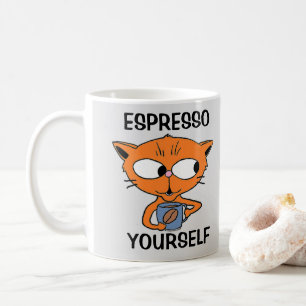 DRUK JEZELF UIT Koffie Pun Humor Koffiemok
