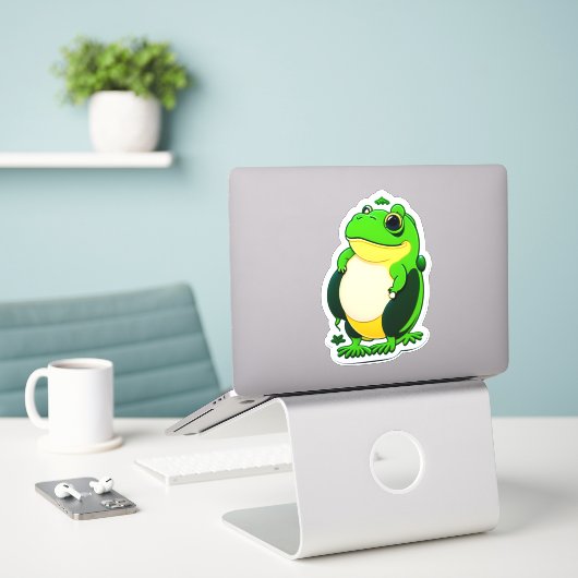 Druk jezelf uit met Stickers met een kikkerthema (Laptop op bureau)