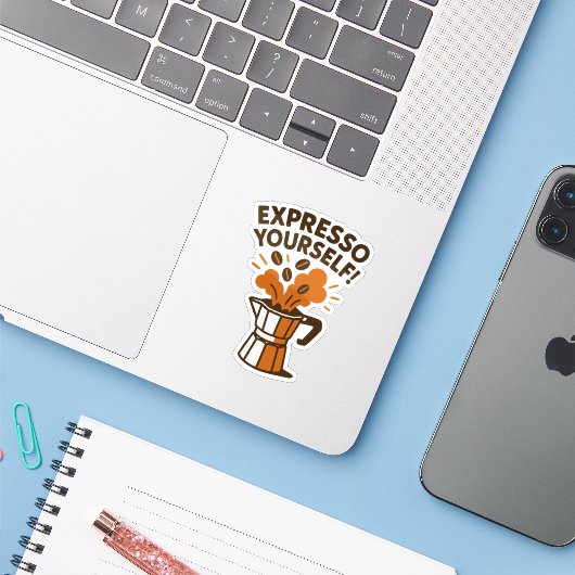 Druk jezelf uit  sticker (Laptop met iPhone)