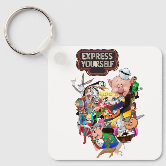 Druk Jezelf Uit Vintage Pop Art Sleutelhanger (Voorkant)