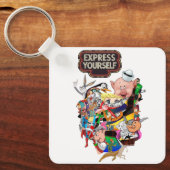 Druk Jezelf Uit Vintage Pop Art Sleutelhanger (Voorkant)