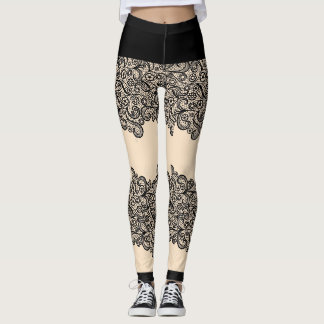 Druk jezelf uit Zwart & Witte Kanten Bruidsjurk Leggings