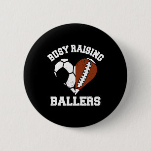 Druk met het opvoeden van Byllers Voetbal Hart Moe Ronde Button 5,7 Cm